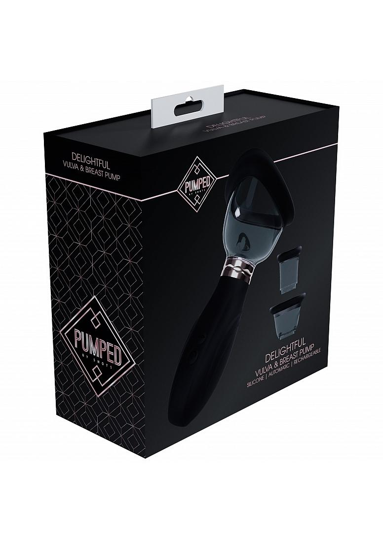 Pumped Delightful Automatic 5 Speed Silicone Rechargeable Vulva, Clitoral, Nipple & Breast Black - Just for you desires