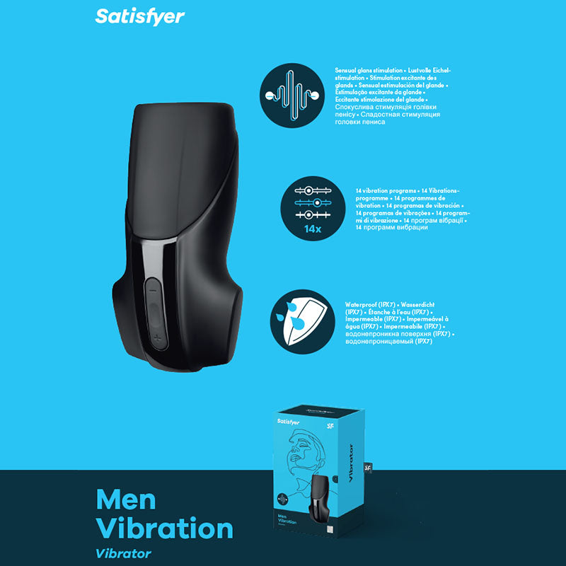 Satisfyer Men Vibration - Black USB Rechargeable Masturbator - Just for you desires