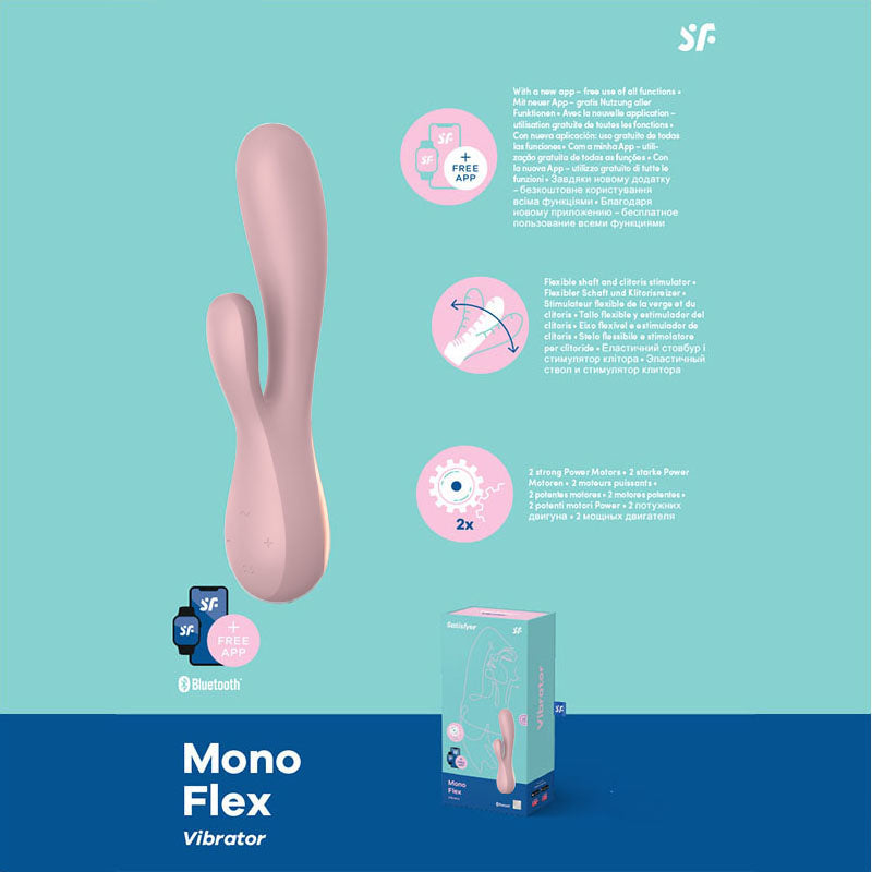 Satisfyer Mono Flex - Mauve App Controlled USB Rechargeable Rabbit Vibrator - Just for you desires