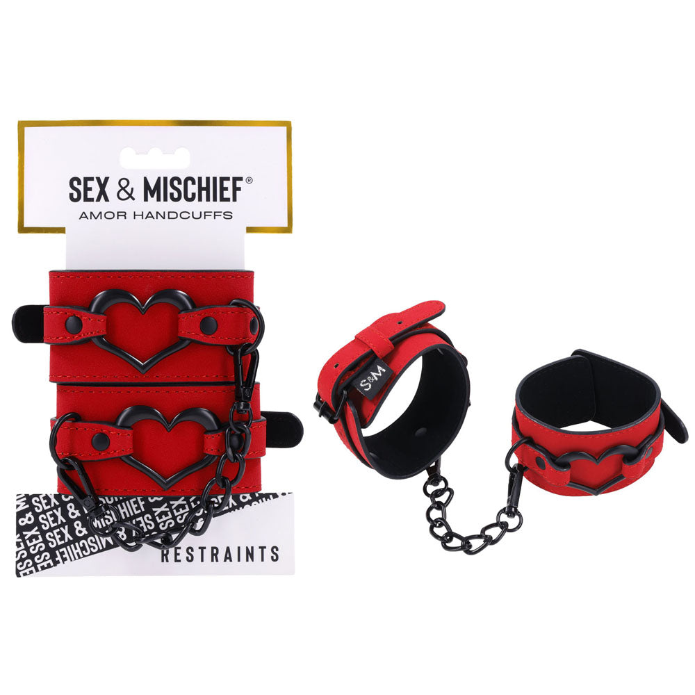 Sex & Mischief Amor Handcuffs - Red Restraints - Just for you desires