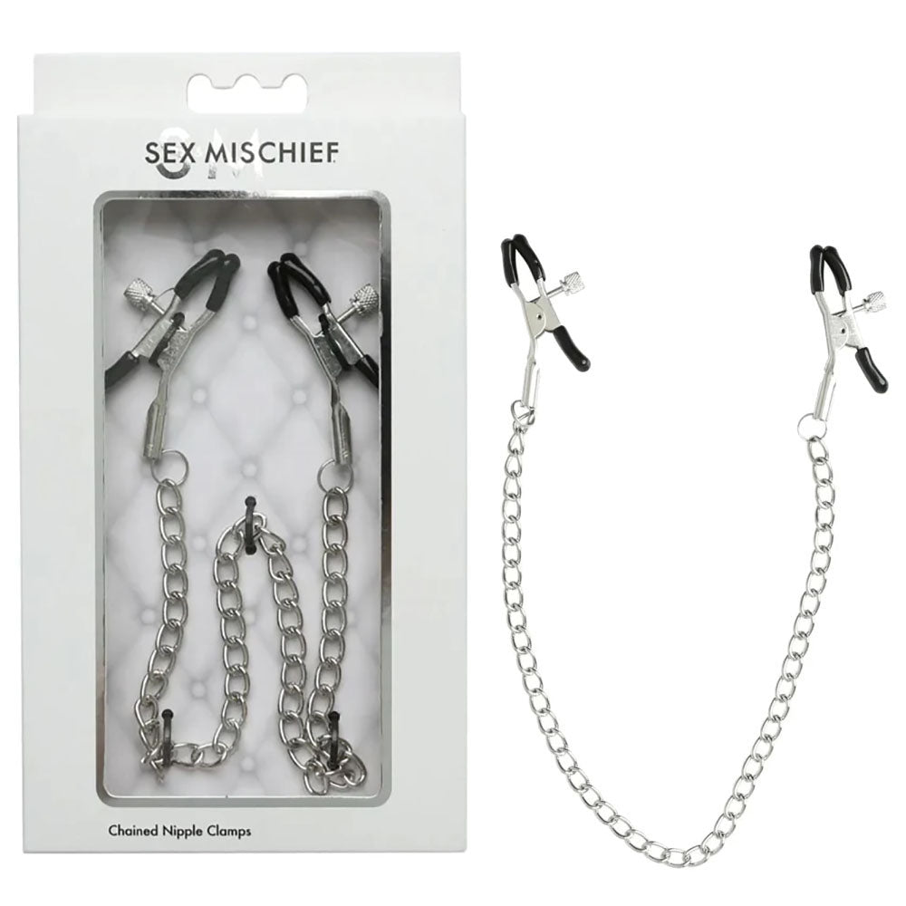 Sex & Mischief Chained Nipple Clamps - Nipple Clamps with 30 cm Chain - Just for you desires