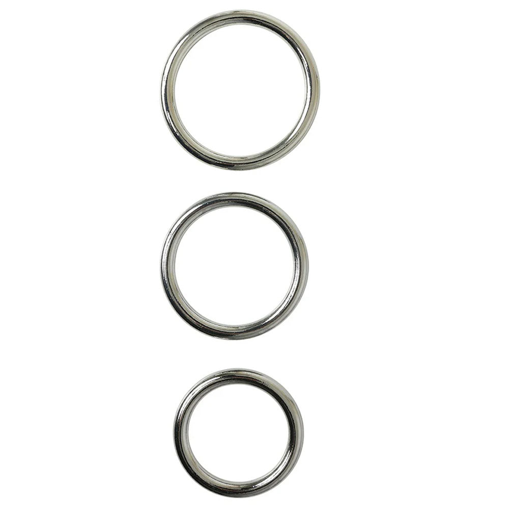 SPORTSHEETS Seamless Metal O-Ring 3 Pack - Metal Rings - Set of 3 Sizes - Just for you desires