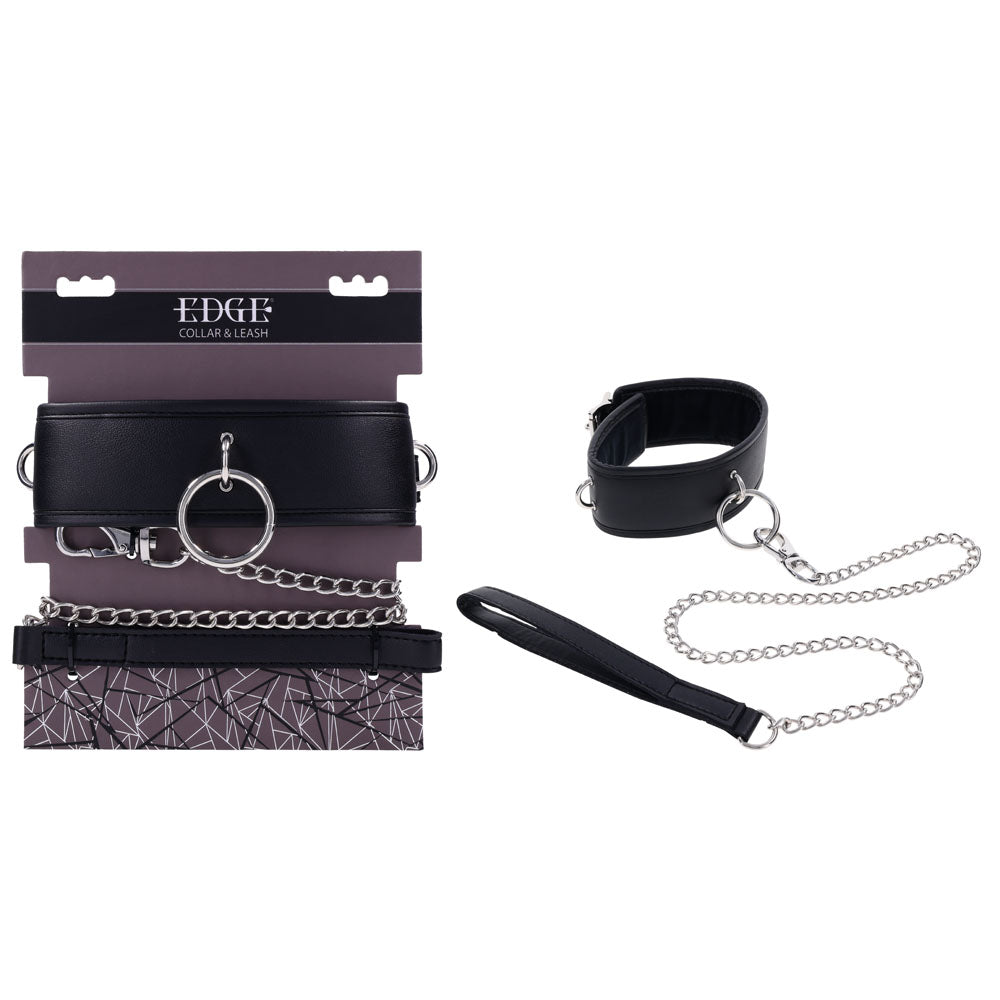 EDGE Collar & Leash - Black Neck Restraint with Heavy Duty Metal Leash - Just for you desires