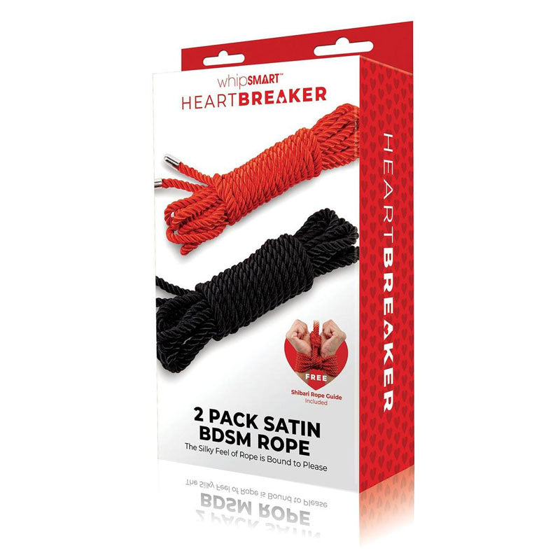 WhipSmart Heartbreaker 2 Pack Satin BDSM Rope - Black & Red Ropes - Set of 2 - Just for you desires