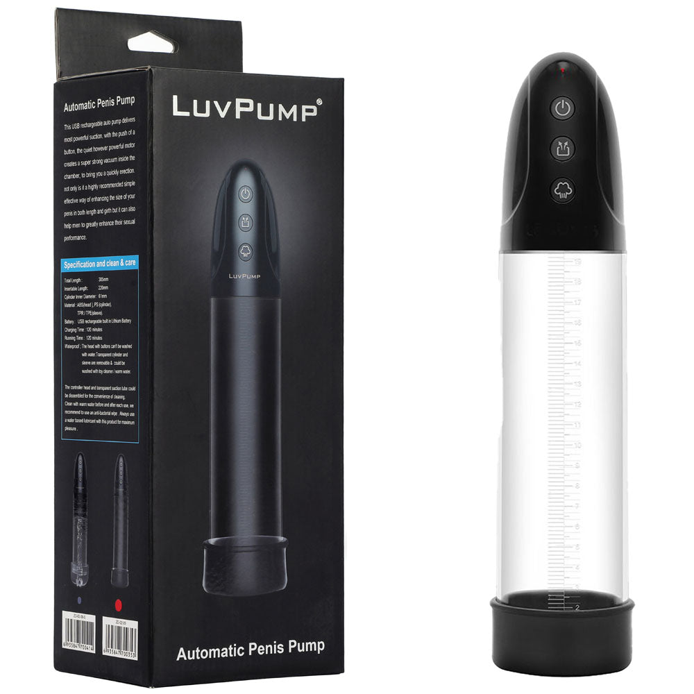 LuvPump Automatic Penis Pump - Clear USB Rechargeable Automatic Penis Pump - Just for you desires