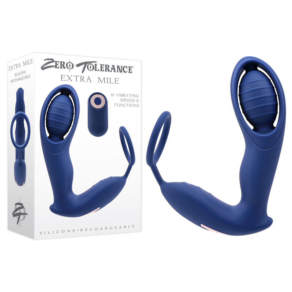 Zero Tolerance EXTRA MILE - Blue USB Rechargeable Vibrating Prostate Massager - Just for you desires
