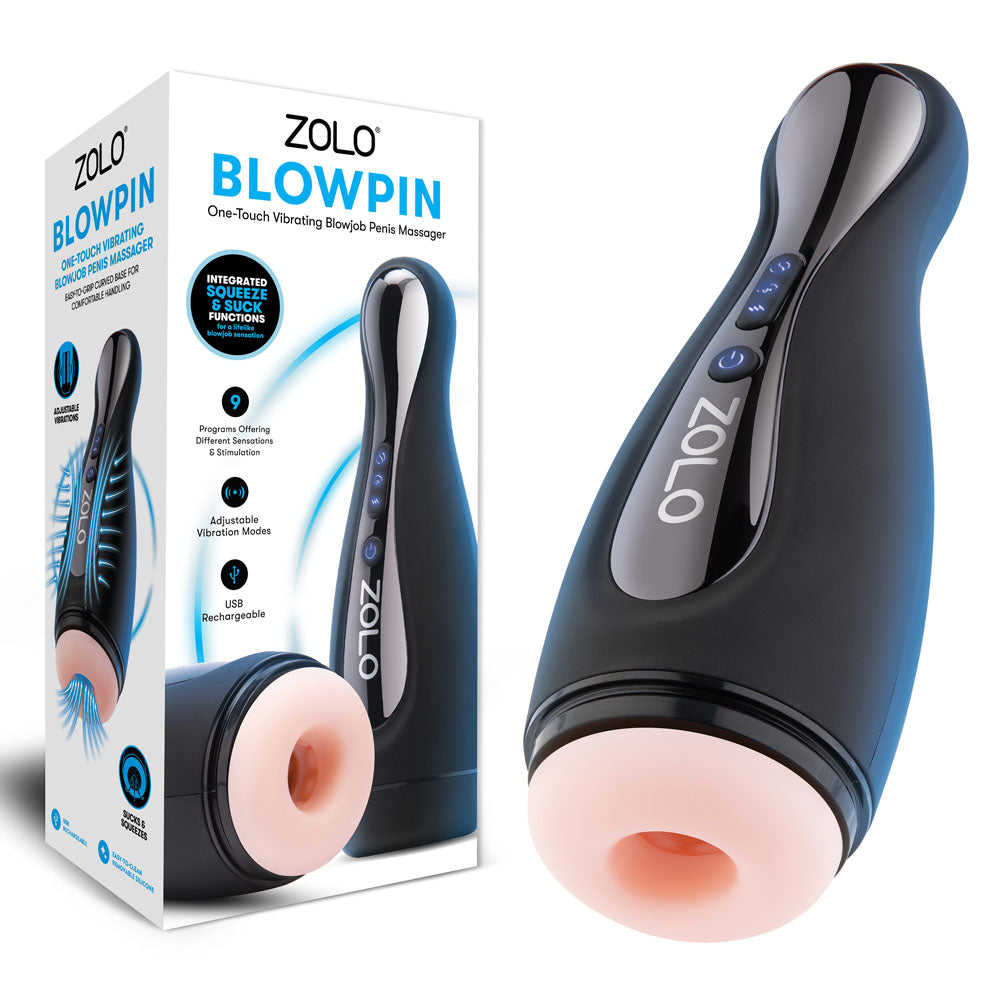 Zolo Blowpin - Flesh USB Rechargeable Auto Sucking and Vibrating Masturbator - Just for you desires
