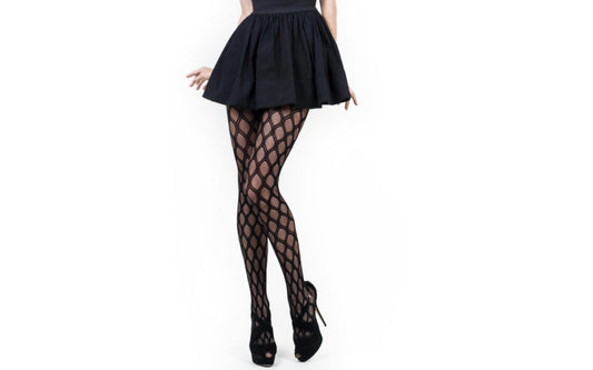 Geo Jacquard Fishnet Tights Black - Just for you desires