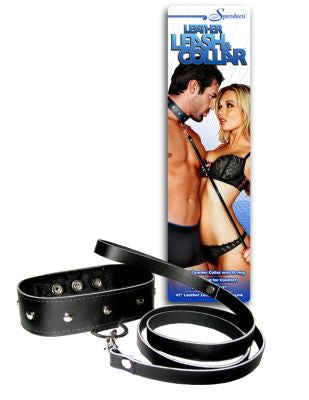 6057 - Leather Leash And Collar - Just for you desires