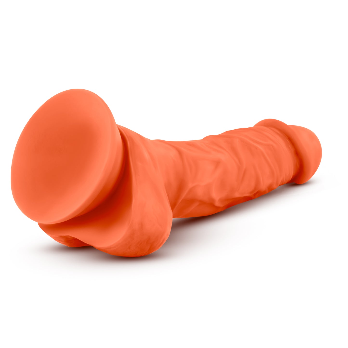 Neo Elite 7.5in Silicone Dual Density Cock with Balls Neon Orange - Just for you desires