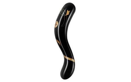 Secret Kisses 7'' Handblown Double Ended Dildo - Black 17.8 cm Glass Dildo - Just for you desires