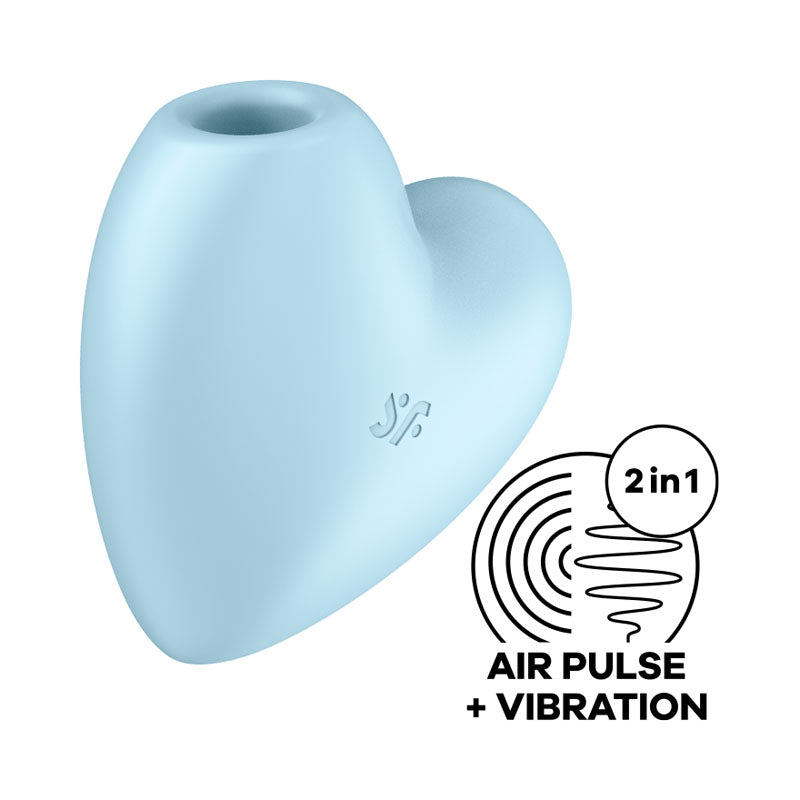 Satisfyer Cutie Heart - Blue - Blue USB Rechargeable Air Pulsation Stimulator with Vibration - Just for you desires