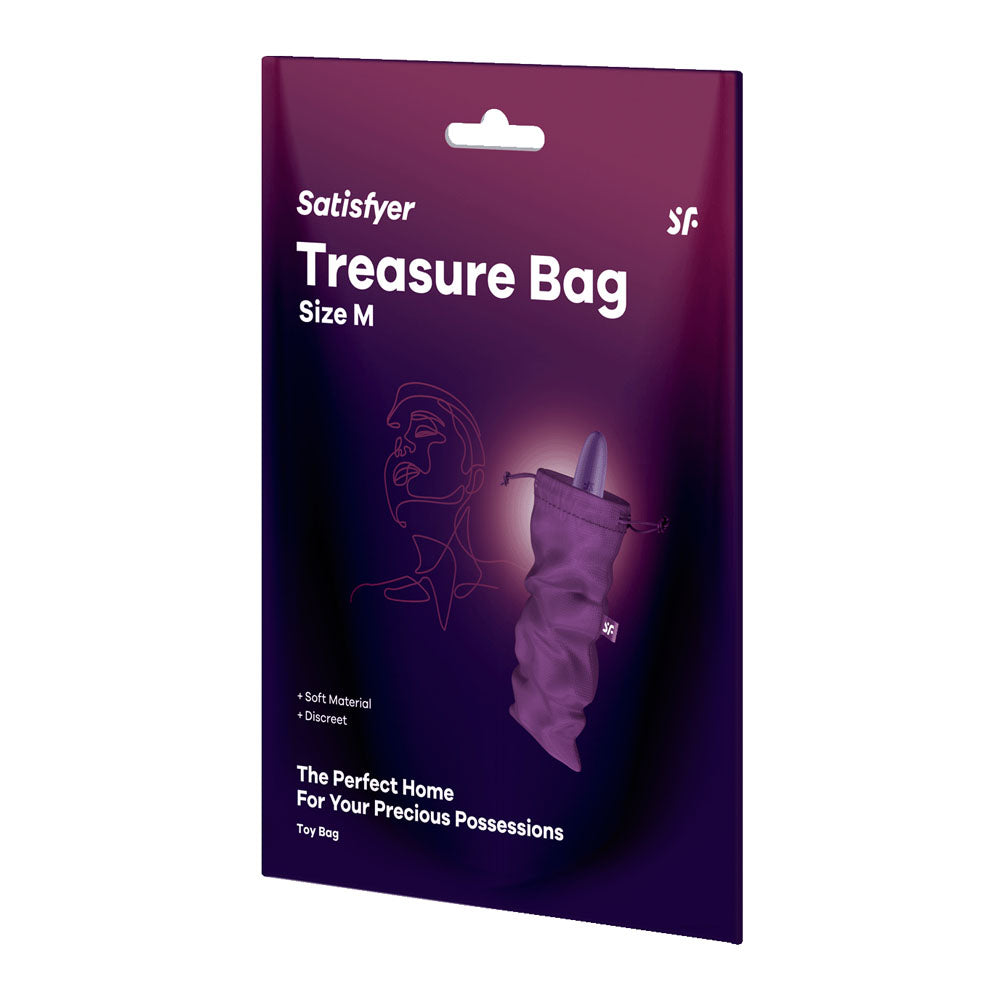 Satisfyer Treasure Bag Medium - Violet - Violet Medium Toy Storage Bag - Just for you desires