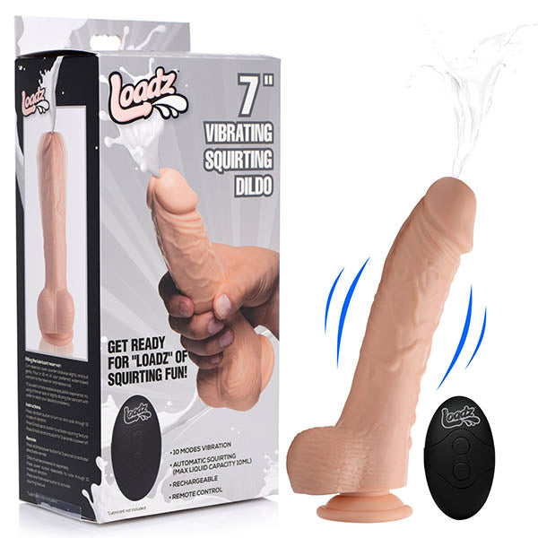 Loadz 7 Inch Vibrating Squirting Dildo with Remote - Just for you desires