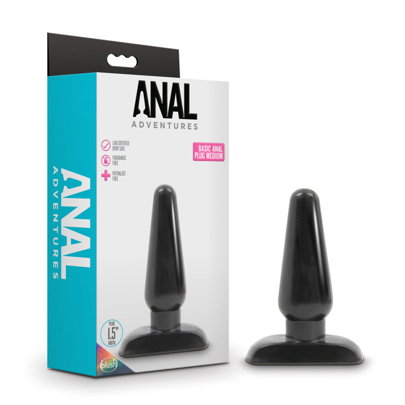Anal Adventures Basic Anal Plug - Medium - Black 12 cm Butt Plug - Just for you desires