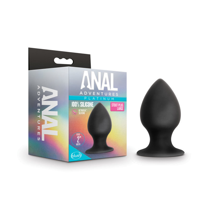 Anal Adventures Platinum Anal Stout Plug - Large - Black 9.5 cm Large Butt Plug - Just for you desires