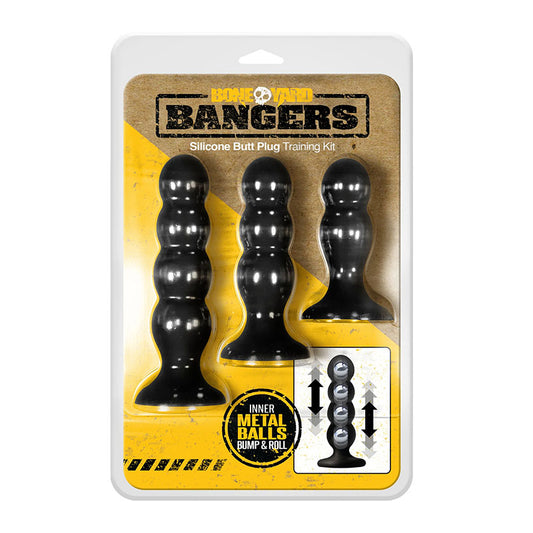Boneyard Bangers - Black Silicone Butt Plug Training Kit - Just for you desires
