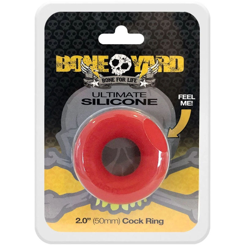 Boneyard Ultimate Silicone Cock Ring Red - Red 50mm Cock Ring - Just for you desires