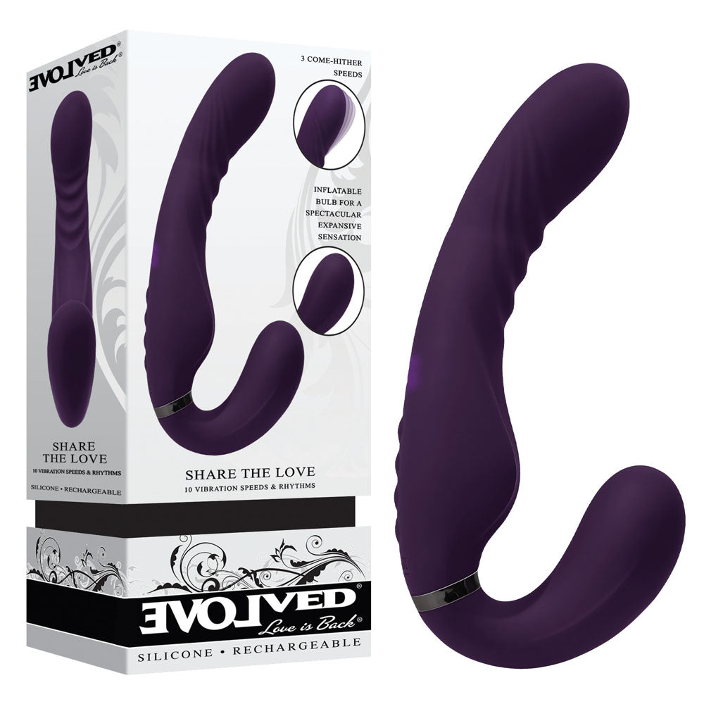 Evolved SHARE THE LOVE - Purple 22.9 cm USB Rechargeable Inflatable Strapless Strap-On - Just for you desires