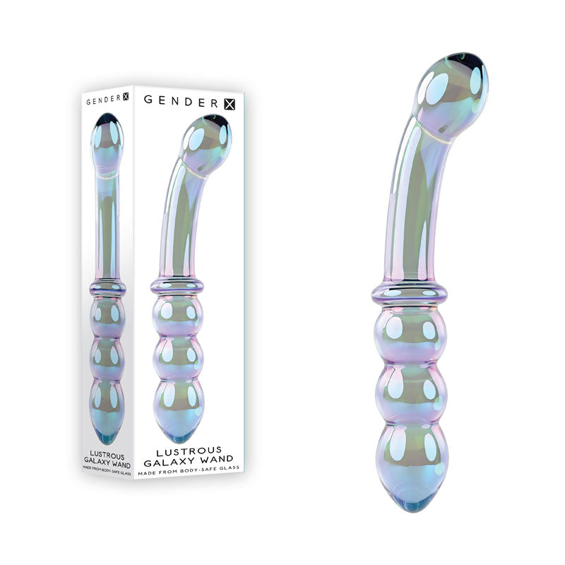 Gender X LUSTROUS GALAXY WAND - Blue/Violet Glass 18.5 cm Double Ended Massager - Just for you desires