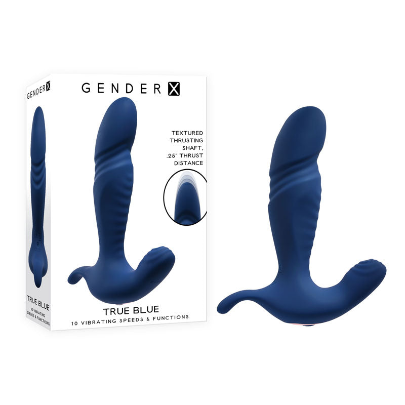 Gender X TRUE BLUE - Blue 13.5 cm USB Rechargeable Thrusting Prostate Massager - Just for you desires