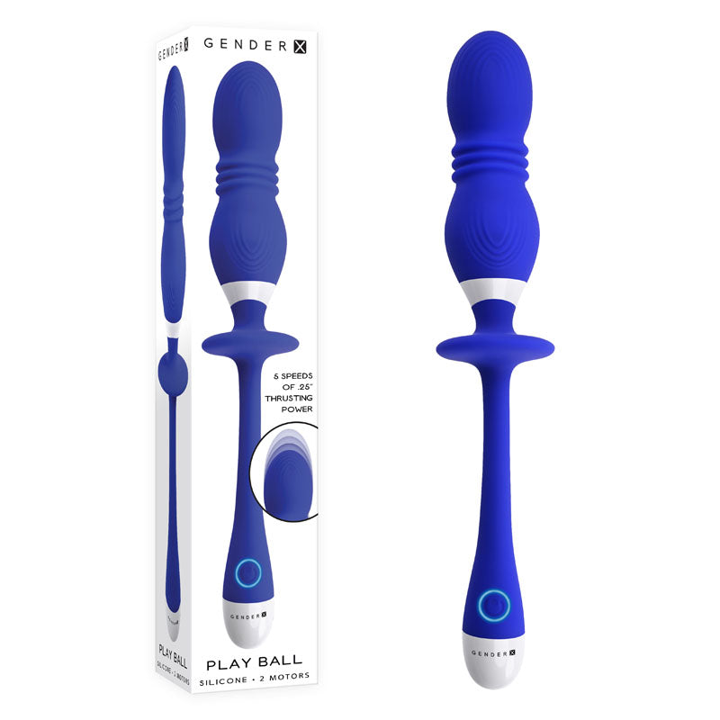 Gender X PLAY BALL - Blue 25 cm USB Rechargeable Thrusting & Vibrating Orbs - Just for you desires