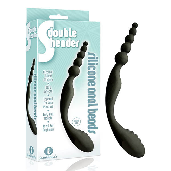 The 9's S-Double Header - Black Double Ended Anal Beads - Just for you desires