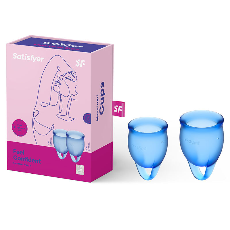Satisfyer Feel Confident - Dark Blue Silicone Menstrual Cups - Set of 2 - Just for you desires