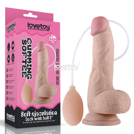 Cumming Softee Soft Ejaculation Cock 8'' with Balls - Flesh 20.3 cm Squirting Dong - Just for you desires