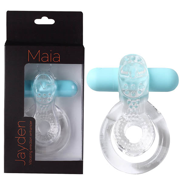 Maia Jayden - Clear/Blue USB Rechargeable Vibrating Cock & Ball Rings - Just for you desires