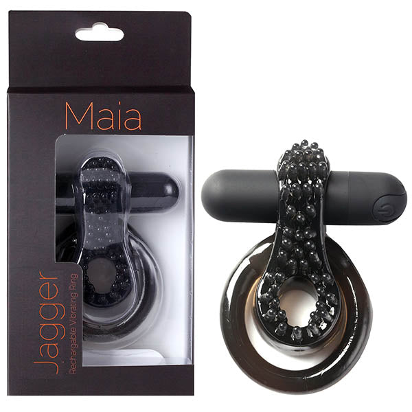 Maia Jagger - Black USB Rechargeable Vibrating Cock & Ball Ring - Just for you desires