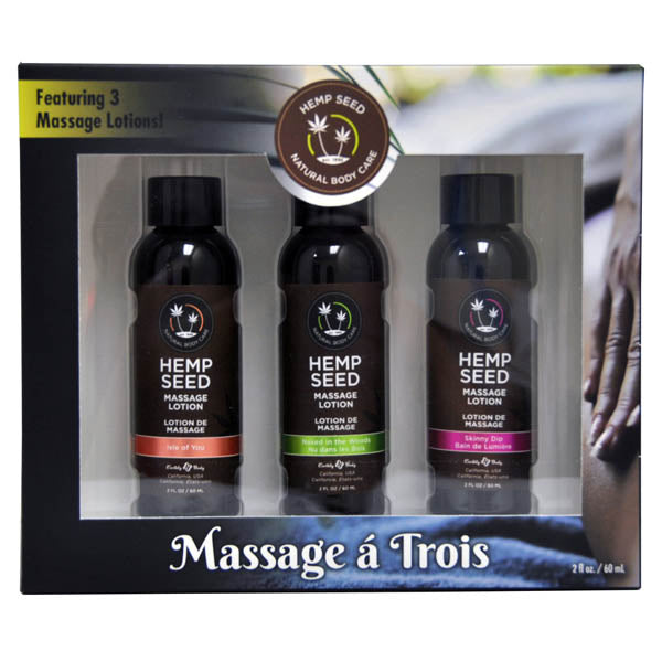 Hemp Seed Massage A Trois - Scented Massage Lotion Kit - 3 Bottle Set - Just for you desires