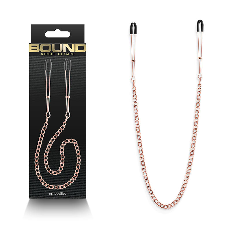 Bound Nipple Clamps - DC3 - Rose Gold - Rose Gold Nipple Clamps with Chain - Just for you desires