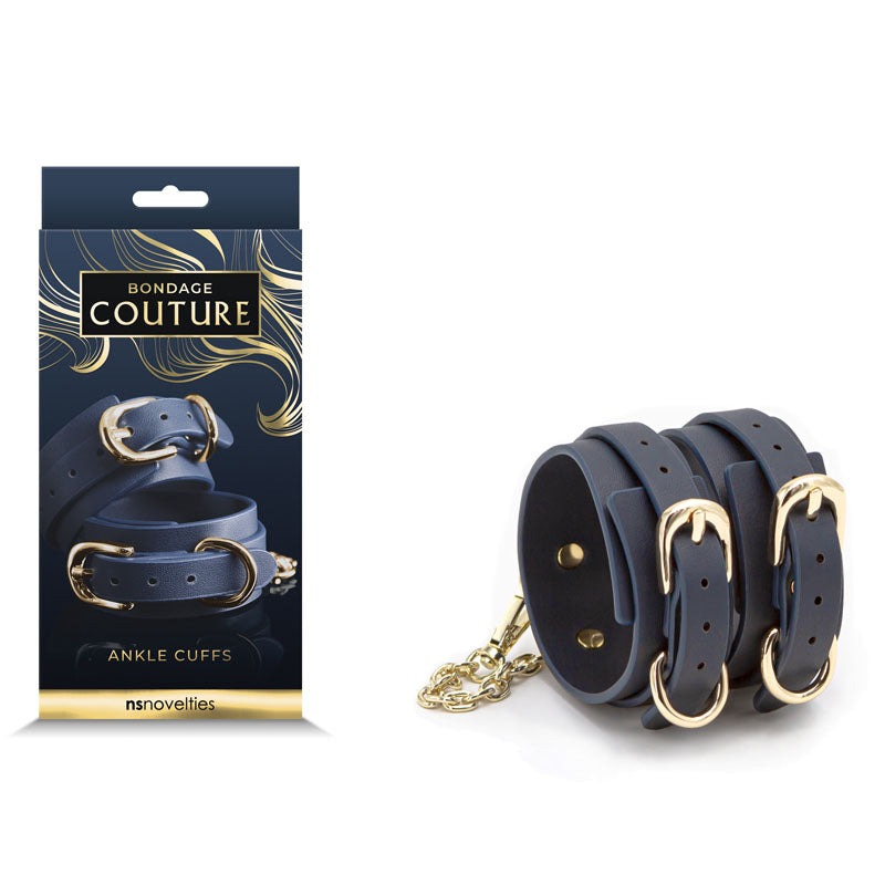 Bondage Couture Ankle Cuffs - Blue - Blue Restraints - Just for you desires