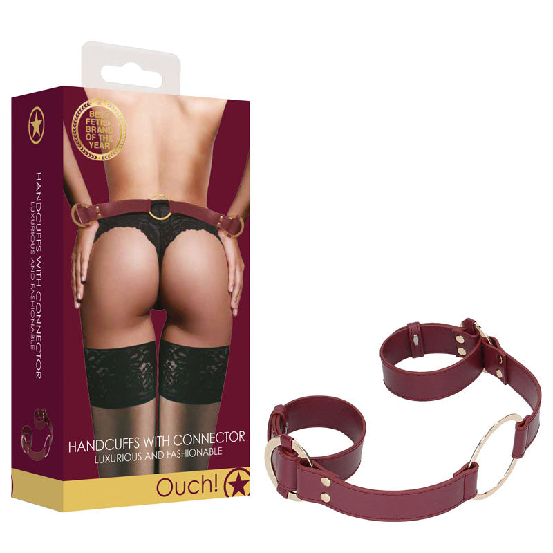 OUCH! Halo - Handcuff With Connector - Burgundy Restraint - Just for you desires