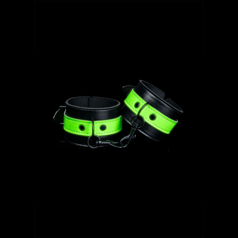 OUCH! Glow In The Dark Handcuffs - Black/Glow In Dark Restraints - Just for you desires