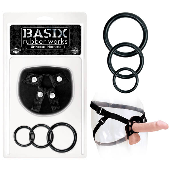 Basix Rubber Works Universal Harness - Black Strap-On Harness (No Probe Included) - Just for you desires