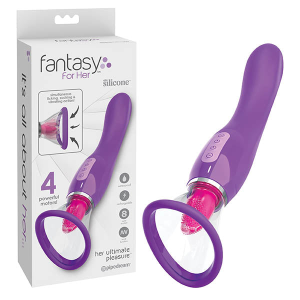Fantasy For Her Ultimate Pleasure - Purple USB Rechargeable Sucking & Flicking Stimulator - Just for you desires