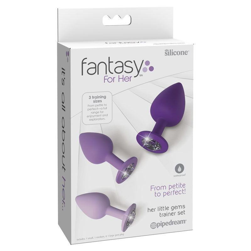 Fantasy For Her Little Gems Trainer Set - Purple Butt Plugs with Jewel Bases - Set of 3 Sizes - Just for you desires