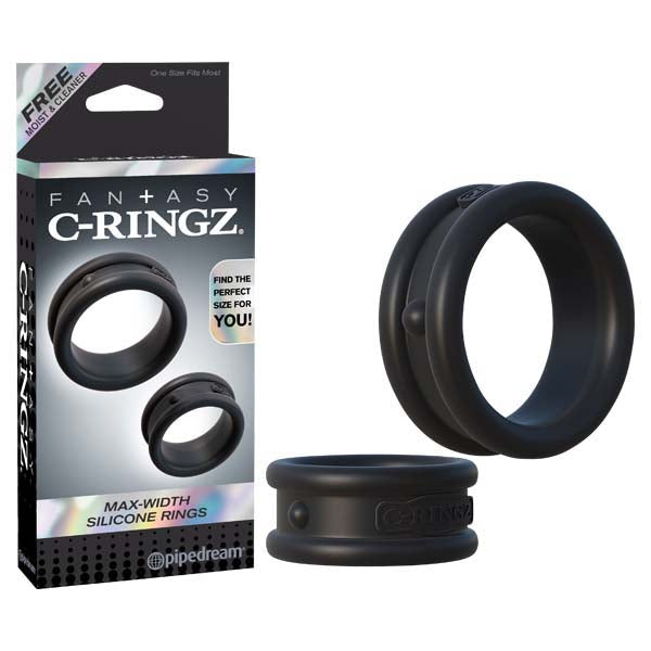 Fantasy C-Ringz Max Width Silicone Rings - Black Cock Rings - Set of 2 - Just for you desires