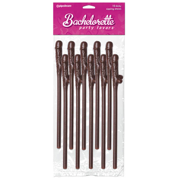 Bachelorette Party Favors - Dicky Sipping Straws - Chocolate Coloured Straws - Set of 10 - Just for you desires