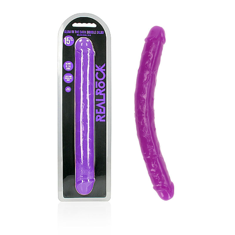 REALROCK 38 cm Double Dong Glow - Purple - Purple 38 cm (15'') Double Dong - Just for you desires