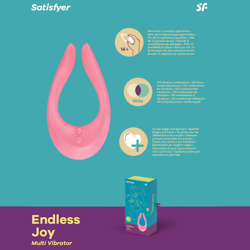 Satisfyer Endless Joy - Pink USB Rechargeable Couples Stimulator - Just for you desires