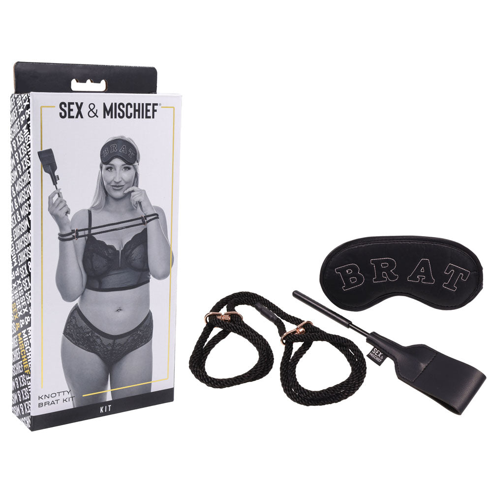 Sex & Mischief Knotty Brat Kit - Black Bondage Kit - 3 Piece Set - Just for you desires