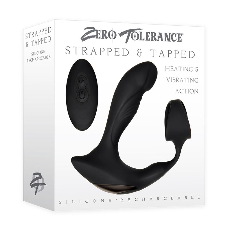 Zero Tolerance Strapped & Tapped - Black USB Rechargeable Heating Anal Plug with Cock Ring - Just for you desires