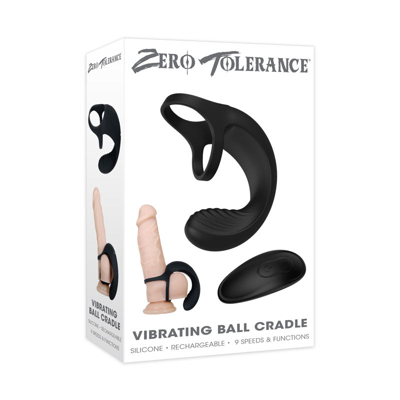 Zero Tolerance Vibrating Ball Cradle - Black USB Rechargeable Vibrating Cock Ring - Just for you desires
