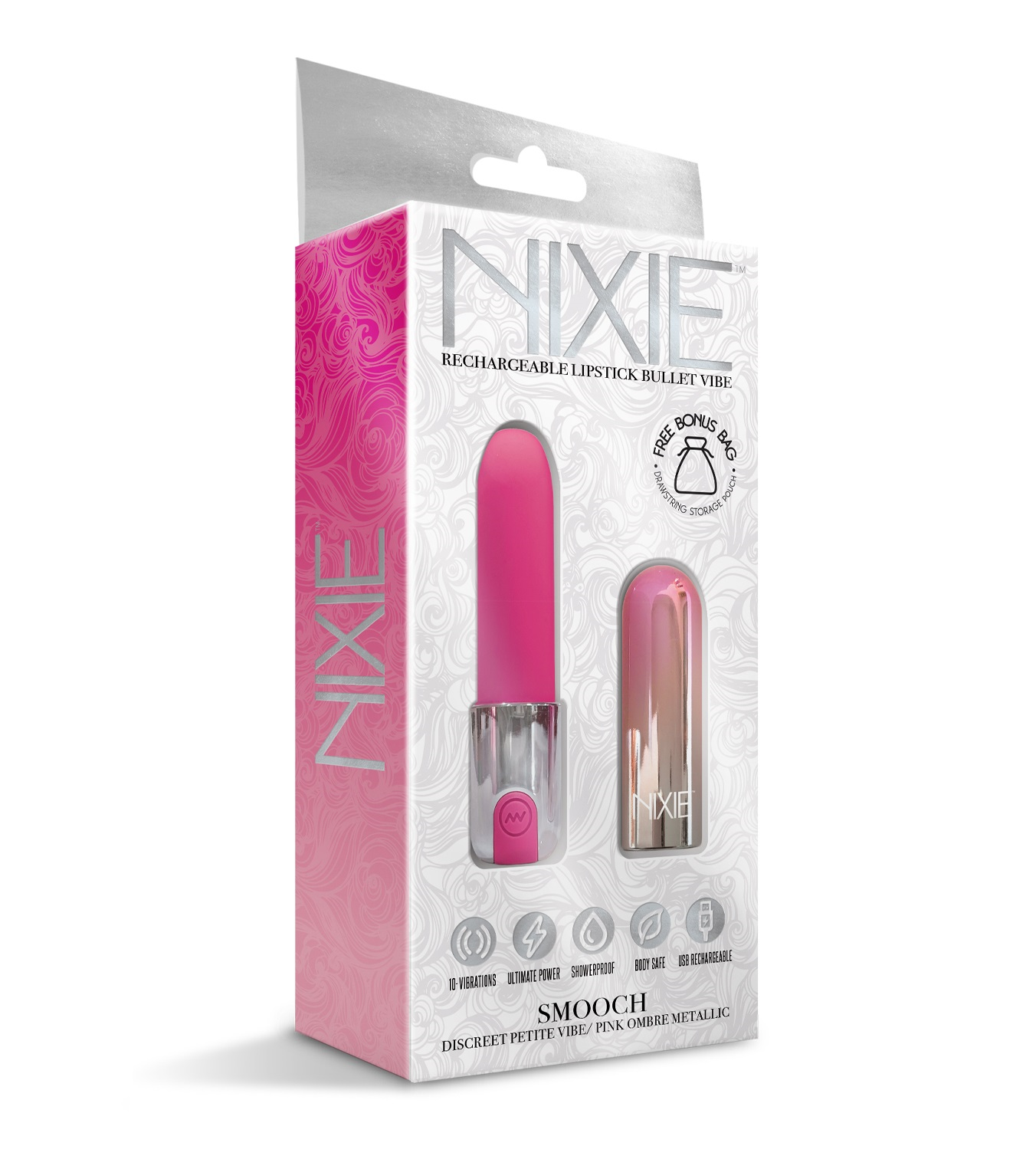 Nixie Smooch Rechargeable Lipstick Vibrator, Pink Ombre - Just for you desires