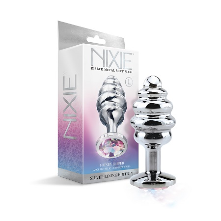 Nixie Ribbed Metal Butt Plug Honey Dipper Large - Just for you desires