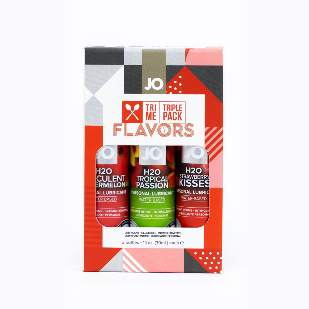 JO Tri-Me Triple Pack Flavours Gift Set - Strawberry, Watermelon and Tropic Passion Flavoured Lubes - 3 Pack - Just for you desires