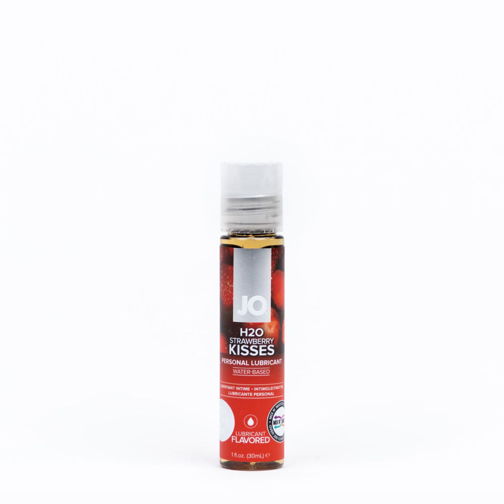 JO H2O Strawberry Kisses Lube - 30 mL - Strawberry Flavoured Water Based Lubricant - 30 ml Bottle - Just for you desires